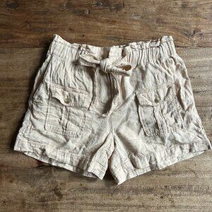 Anthropologie Elevenses Shorts Womens SIZE SMALL Tan Beige Brown Drawstring EUC